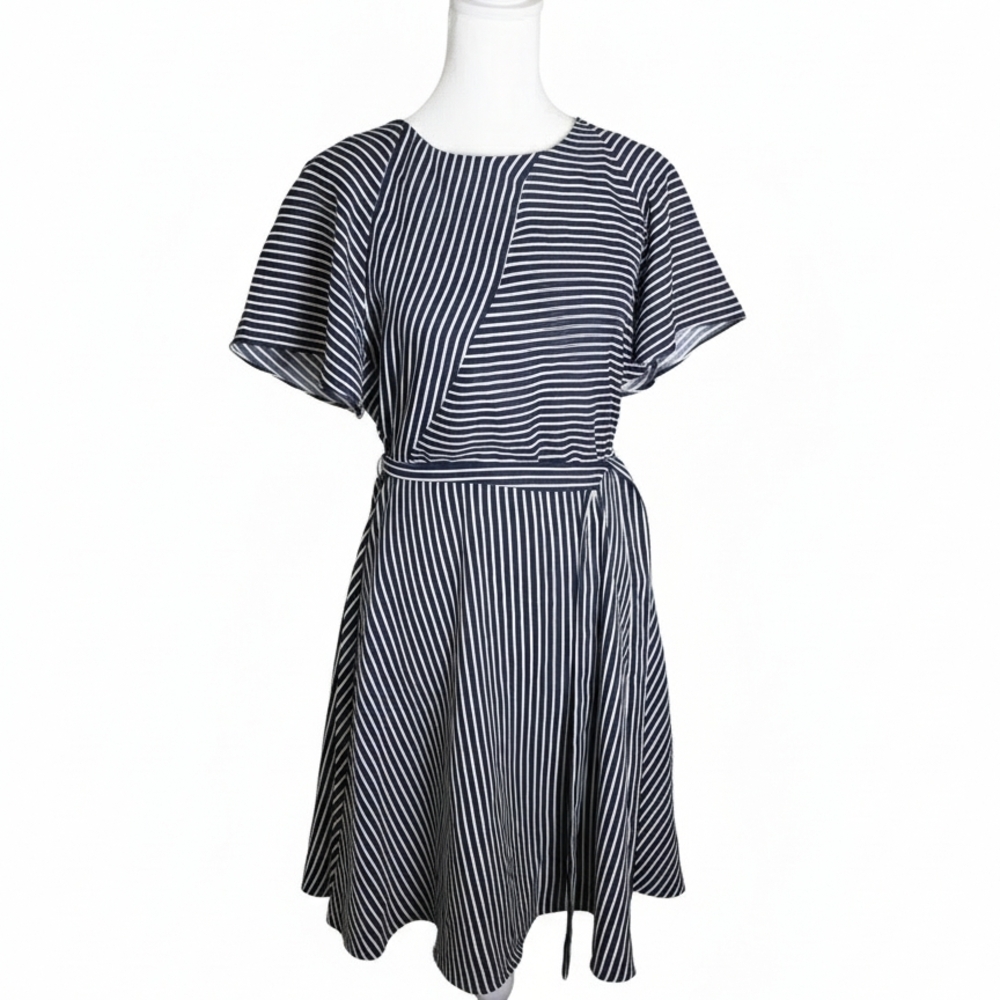 Banana Republic Navy and White Asymmetrical Dress